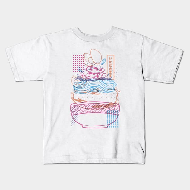 Neon Sign Noodles Ramen by Tobe Fonseca Kids T-Shirt by Tobe_Fonseca